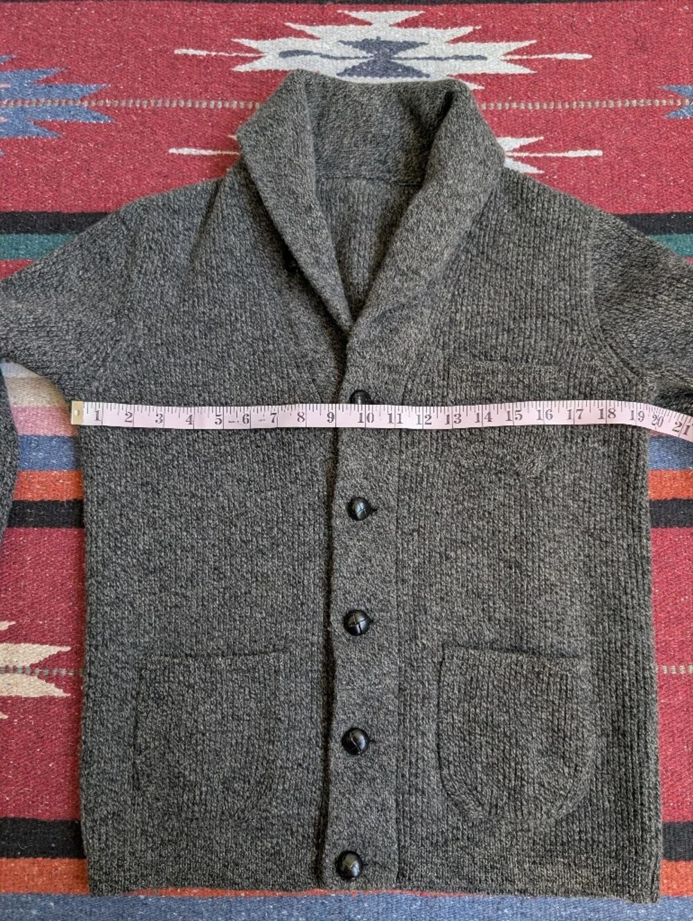 J Crew Sweater Men Gray Lambswool Shawl Collar Cardigan Chunky Knit